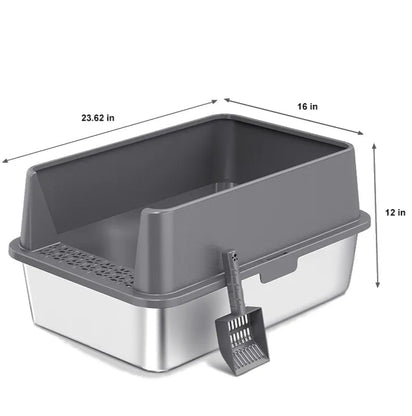 4furbaby xxl Gray cat litter box with a scoop
