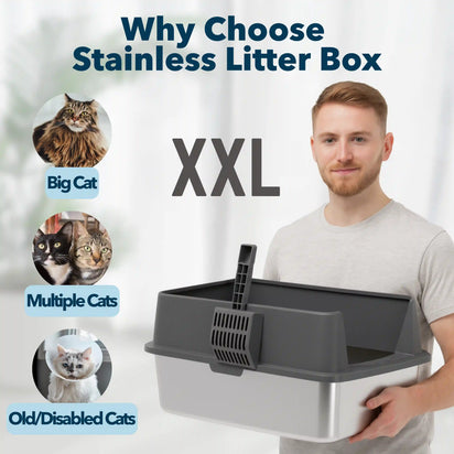 4furbaby stainless steel cat litter box