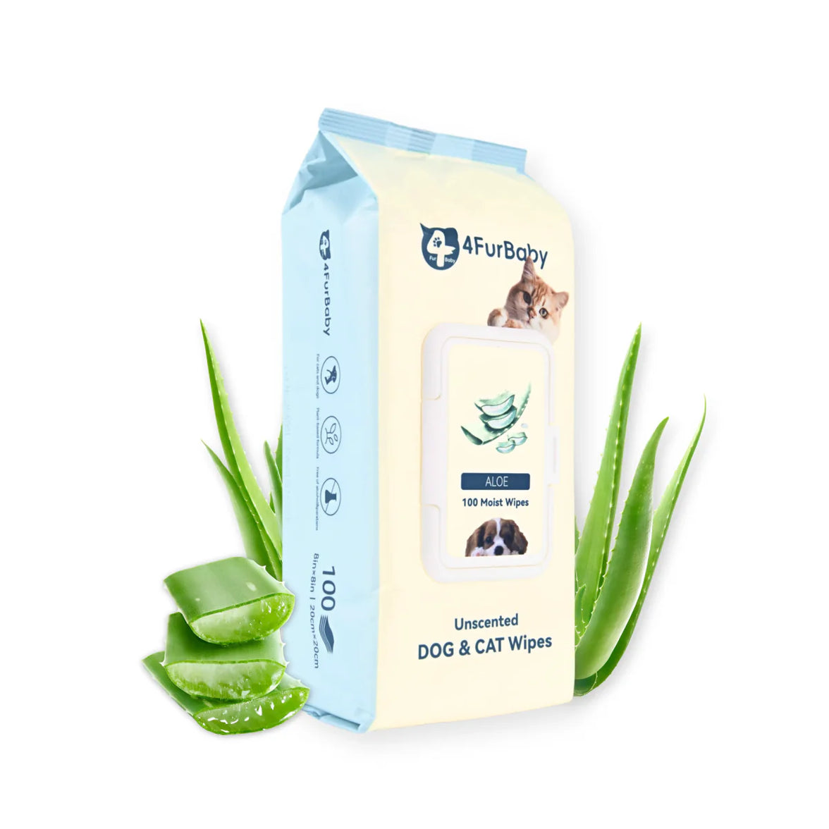 100 counts Extra - Thick Plant Wipes Premium 100% Plant - Based & Compostable Pet Grooming Wipes – Keep Your Pet Fresh the EZ Way - 4FurBaby