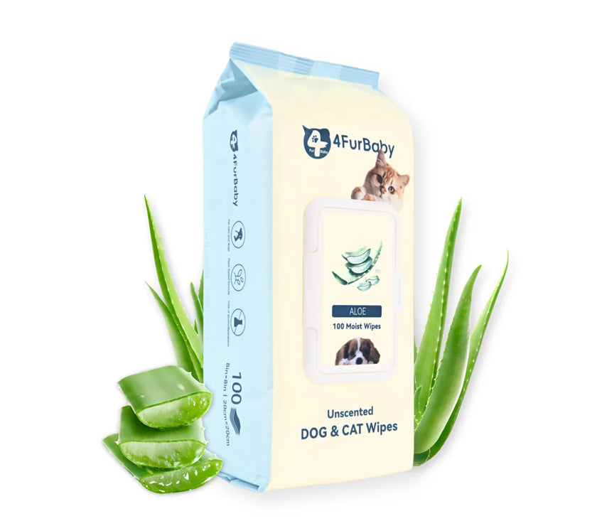 100 counts Extra - Thick Plant Wipes Premium 100% Plant - Based & Compostable Pet Grooming Wipes – Keep Your Pet Fresh the EZ Way - 4FurBaby