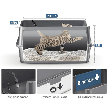 4furbaby Cat litter box with dimensions and features highlighted