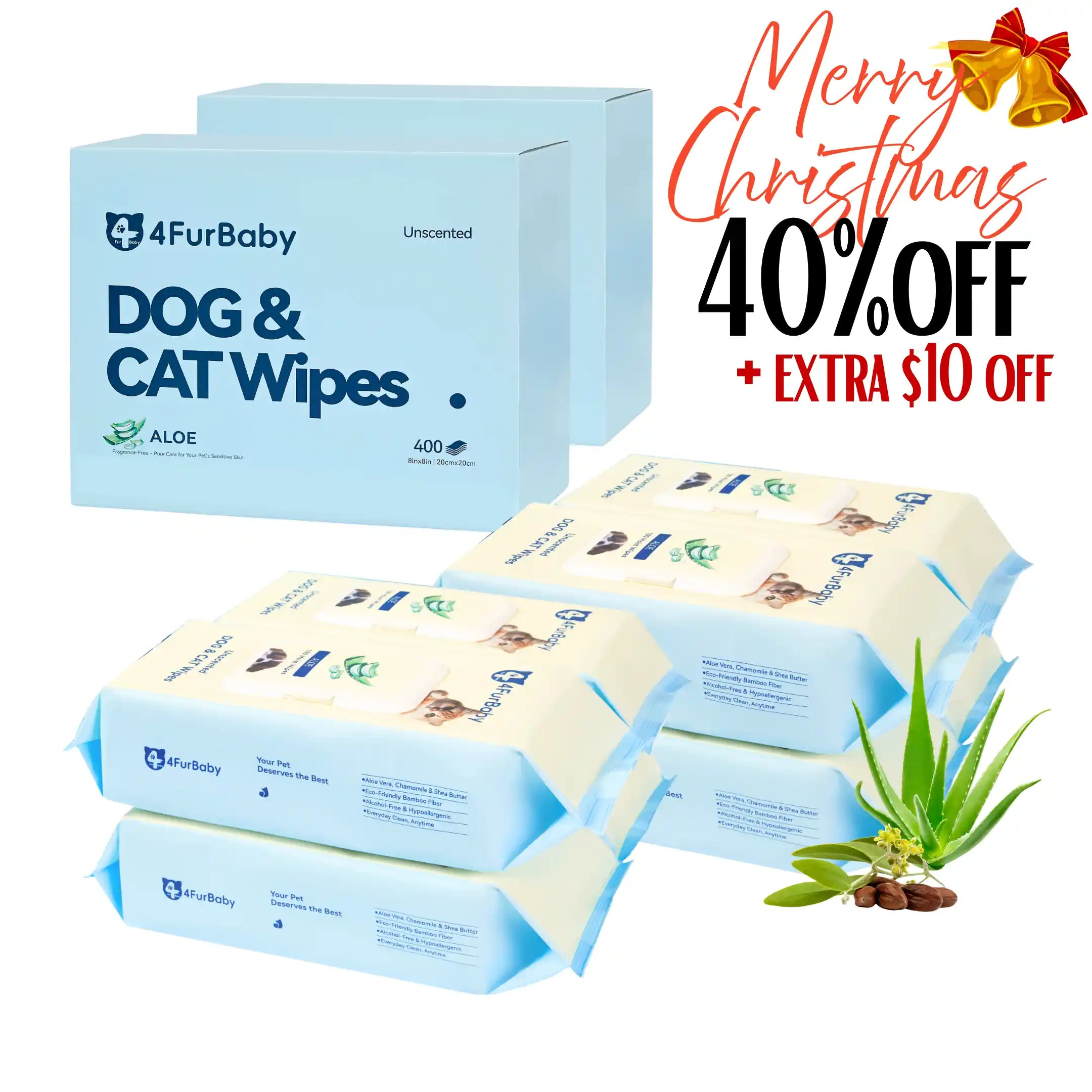 Plant-Based Pet Wipes for Dogs & Cats – Hypoallergenic, Gentle, Cleaning & Hydrating for Paws, Body & Butt – Daily Grooming Use – 400 Count