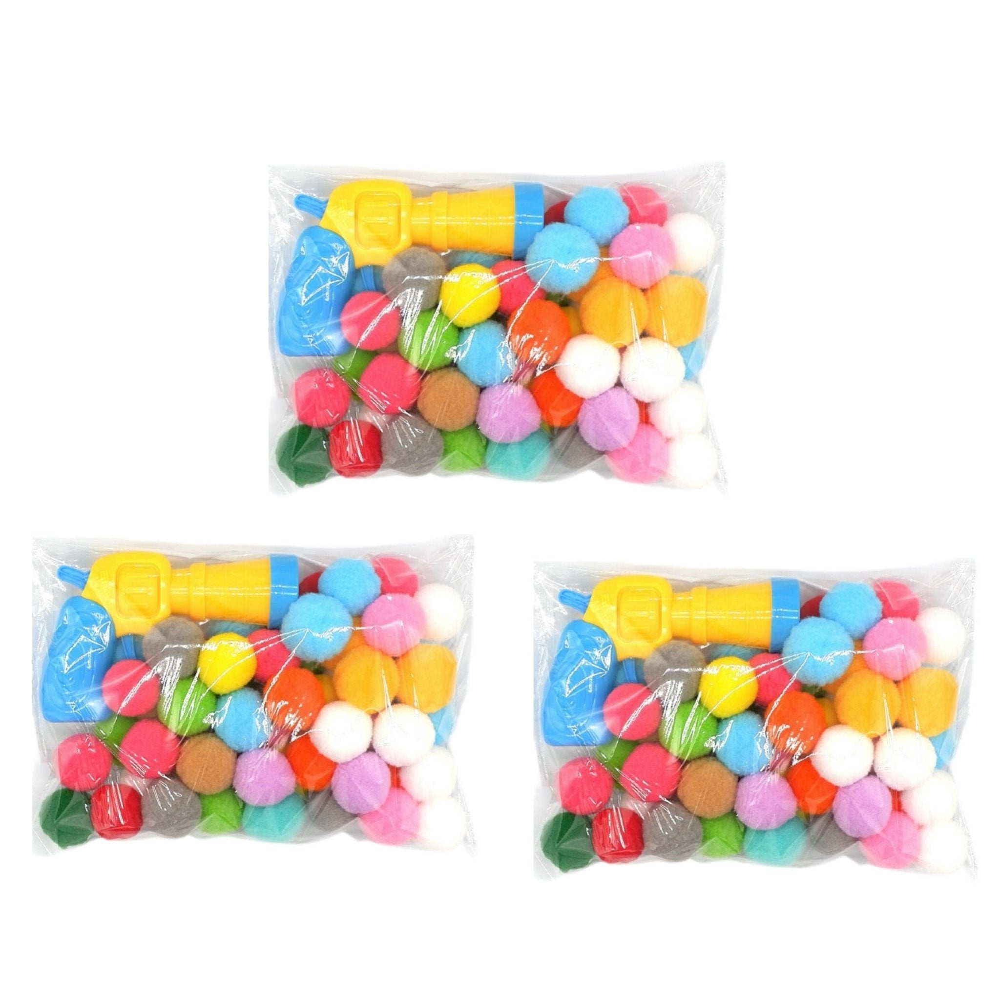 Cat Paradise Interactive Toy - Silent Colorful Ball Launcher Gun Set (50 Vibrant Plush Balls + Yellow - Green Gun) - 4FurBaby