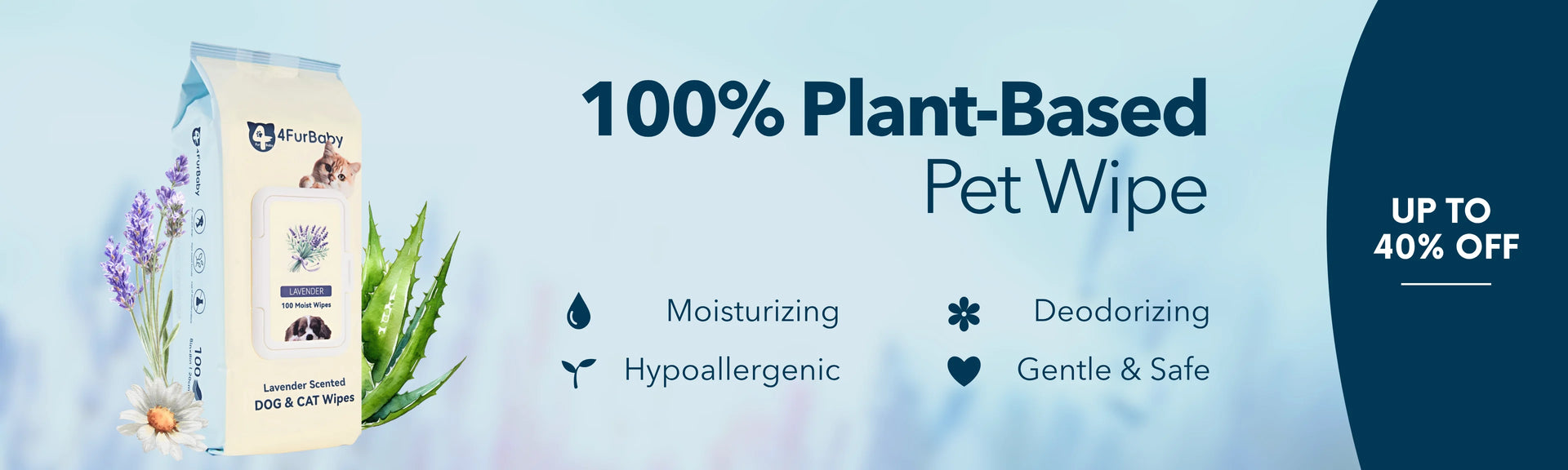 Plant-based pet wipe packaging with promotion